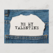 Be My Valentijn Modern Blue Denim Jeans Feestdagenkaart (Voorkant)