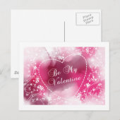 Be My Valentijn Roze Waterverf Valentijn Briefkaar Feestdagenkaart (Voorkant / Achterkant)