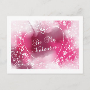 Be My Valentijn Roze Waterverf Valentijn Briefkaar Feestdagenkaart