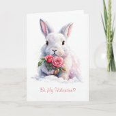 Be My Valentijn Sweet Bunny Rabbit in the Snow ber Kaart (Voorkant)