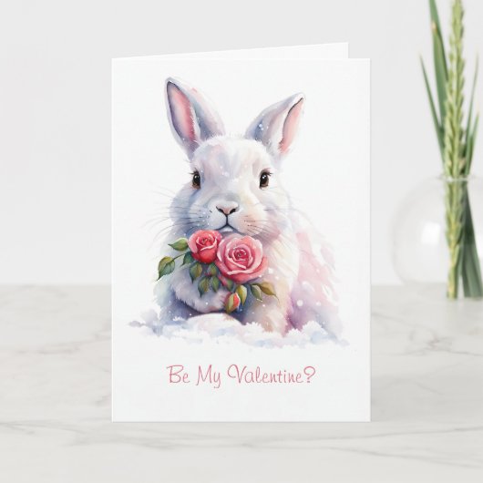 Be My Valentijn Sweet Bunny Rabbit in the Snow ber Kaart (Voorkant)