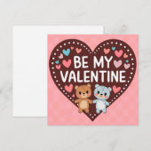 Be my valentine bears couple hearts feestdagenkaart (Voorkant / Achterkant)