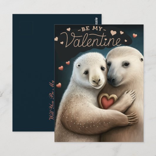 Be my Valentine Briefkaart (Voorkant / Achterkant)