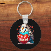 Be My Valentine Budgie Heart  Sleutelhanger (Voorkant)