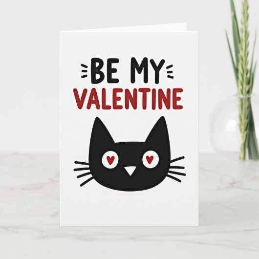 Be My Valentine Cat Card Kaart (Voorkant)