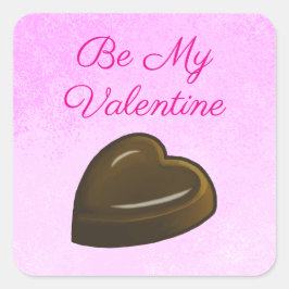 Be My Valentine Chocolate Heart Vierkante Sticker