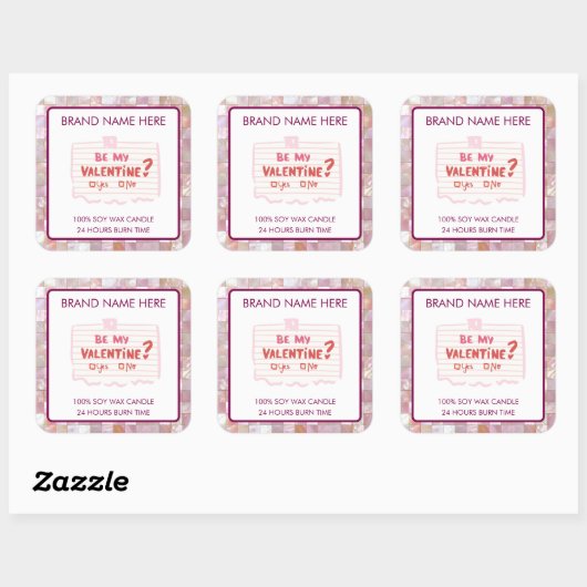 Be My Valentine Custom Pink Candle Labels  (Vel)