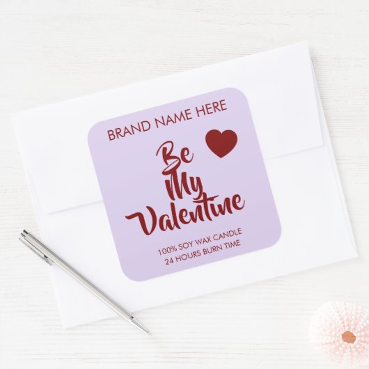 Be My Valentine Custom Purple Candle Labels  (Envelop)