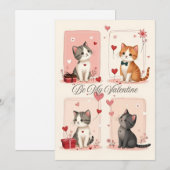 Be My Valentine Cute Kittens Love Card Feestdagenkaart (Voorkant / Achterkant)