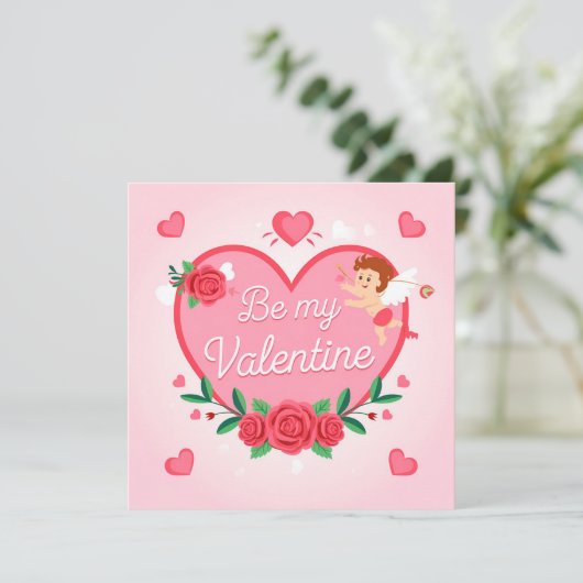 Be my valentine feestdagenkaart (Staand voorkant)