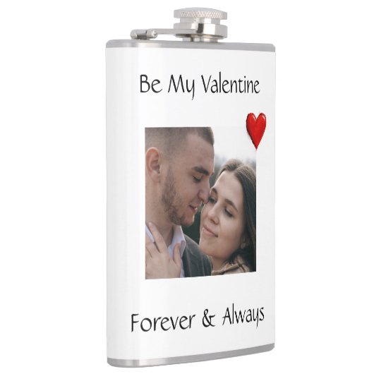 Be My Valentine Flask Custom Vinyl Wrap with Photo Heupfles (Rechts)