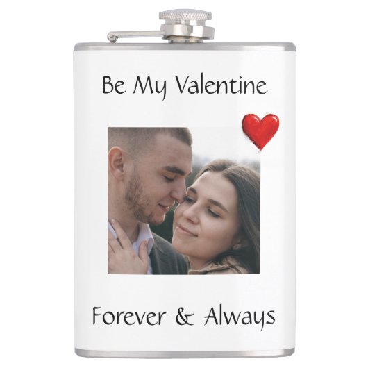 Be My Valentine Flask Custom Vinyl Wrap with Photo Heupfles (Voorkant)