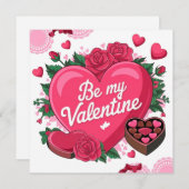 Be my Valentine floral Feestdagenkaart (Voorkant / Achterkant)