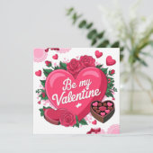 Be my Valentine floral Feestdagenkaart (Staand voorkant)