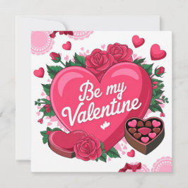 Be my Valentine floral Feestdagenkaart