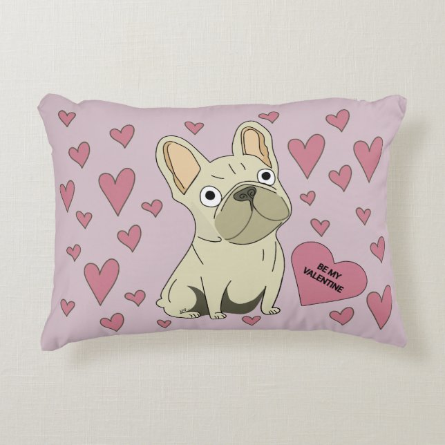Be my Valentine, French Bulldog Accent Kussen (Voorkant)