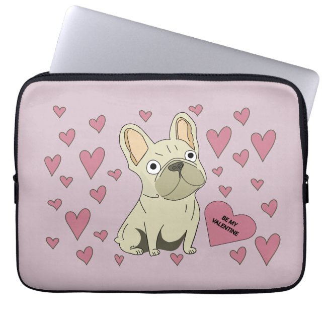 Be my Valentine, French Bulldog Laptop Sleeve (Voorkant)