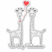 Be My Valentine Giraffe Couple Red Heart Balloon Sticker (Voorkant)