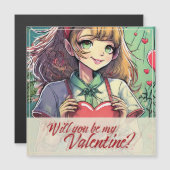 Be My Valentine in Manga Style 33419 Magnetische Uitnodiging (Voorkant / Achterkant)