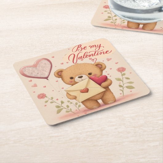 Be my Valentine Kartonnen Onderzetters (Schuin)