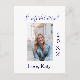 Be my valentine love name purple year photo simple briefkaart