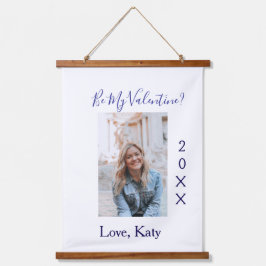 Be my valentine love name purple year photo simple hangend wandkleed
