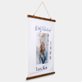 Be my valentine love name purple year photo simple hangend wandkleed (Gebogen)