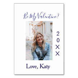 Be my valentine love name purple year photo simple kaart