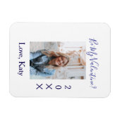 Be my valentine love name purple year photo simple magneet (Horizontaal)