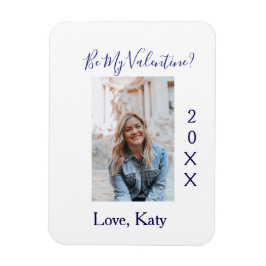 Be my valentine love name purple year photo simple magneet