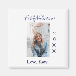 Be my valentine love name purple year photo simple magneet