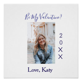 Be my valentine love name purple year photo simple perfect poster