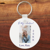 Be my valentine love name purple year photo simple sleutelhanger (Voorkant)