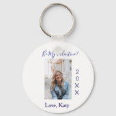 Be my valentine love name purple year photo simple sleutelhanger (Achterkant)