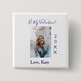 Be my valentine love name purple year photo simple vierkante button 5,1 cm