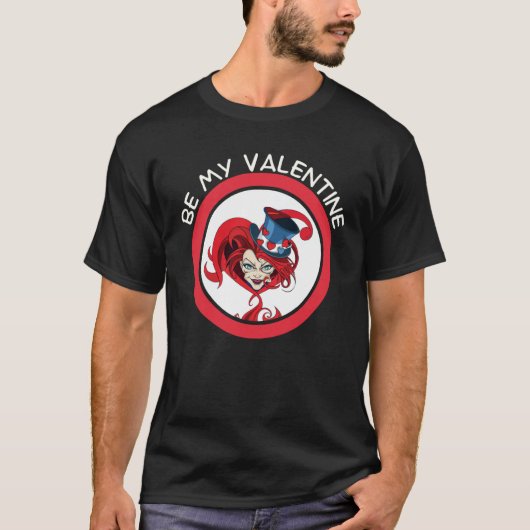 Be My Valentine Mad Hatter Matching Valentine Hear T-shirt (Voorkant)