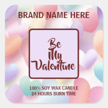 Be My Valentine Pastel Candle Soft Love Labels