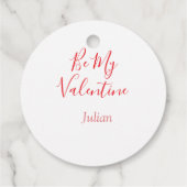 Be my valentine red name elegant love couple bedankjes labels (Achterkant)