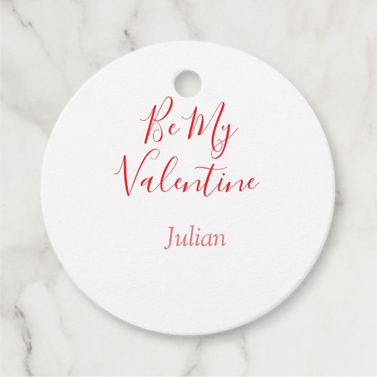 Be my valentine red name elegant love couple bedankjes labels (Voorkant)