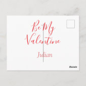 Be my valentine red name elegant love couple  briefkaart (Achterkant)
