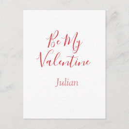 Be my valentine red name elegant love couple  briefkaart