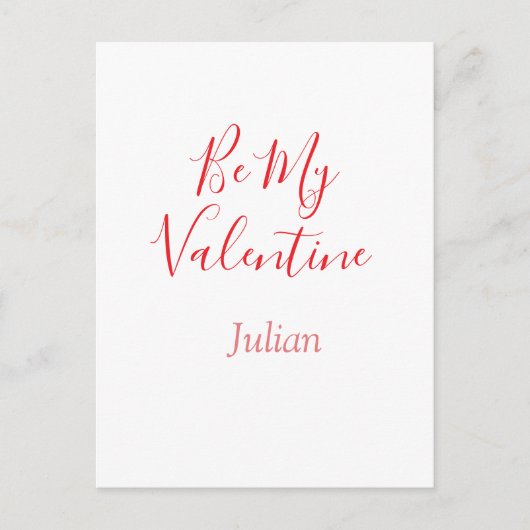 Be my valentine red name elegant love couple  briefkaart (Voorkant)