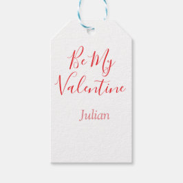 Be my valentine red name elegant love couple  cadeaulabel