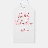 Be my valentine red name elegant love couple  cadeaulabel (Achterkant)