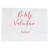 Be my valentine red name elegant love couple groot cadeauzakje (Achterkant)
