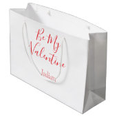 Be my valentine red name elegant love couple groot cadeauzakje (Achterkant Gekanteld)