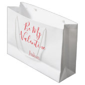 Be my valentine red name elegant love couple groot cadeauzakje (Voorkant Gekanteld)