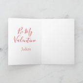 Be my valentine red name elegant love couple  kaart (Binnen)