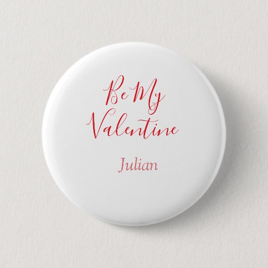 Be my valentine red name elegant love couple  ronde button 5,7 cm (Voorkant)