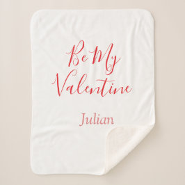 Be my valentine red name elegant love couple  sherpa deken